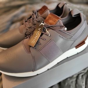 Mens Vionic Caleb Leather Shoes Grey US 11.5 NIB